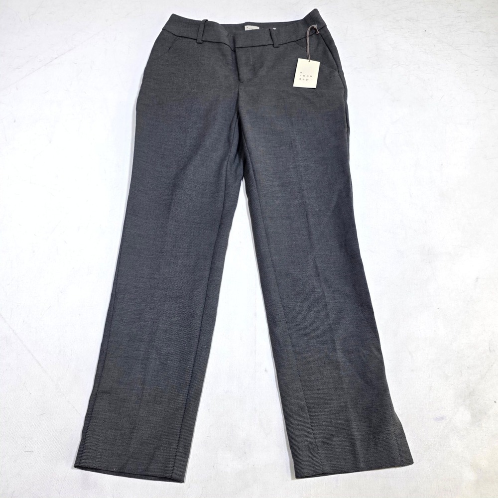 A New Day Dress Pants Women 0 Heather Gray Stretch Straight Leg Workwear Office